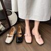 Новые туфли Мэри Джейн 2025 года, маленькие кожаные туфли с бантом, с открытым верхом, на квадратном каблуке, модные и удобные женские маленькие кожаные туфли, очень просты в носке