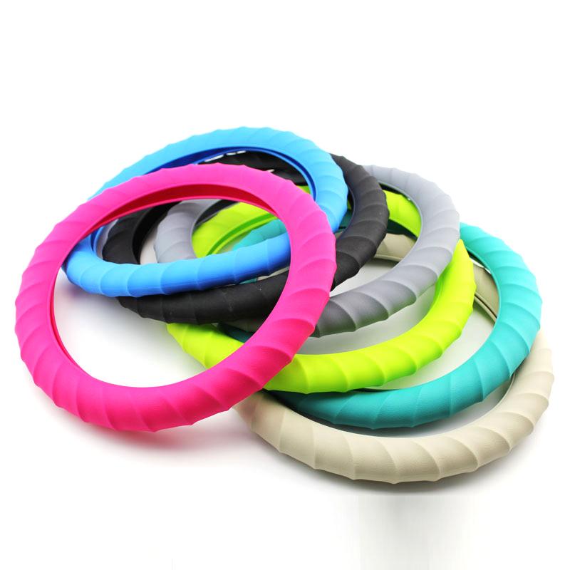 Автомобильный многоцветный универсальный кожаный мягкий силиконовый чехол на руль, авто силиконовая перчатка на руль, мягкий чехол для автомобиля