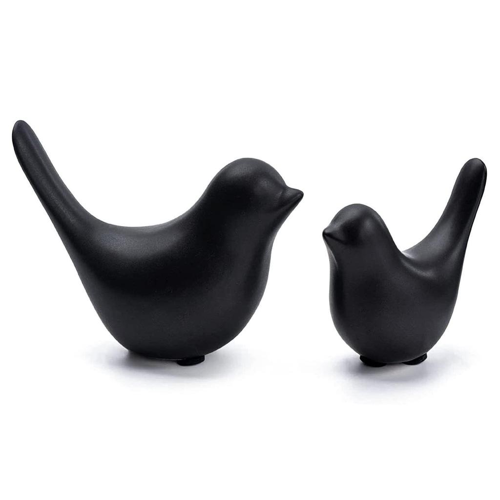 Creative Black Birds Matte Figurines Home Decorations Accessories (Pack of 2, Black)