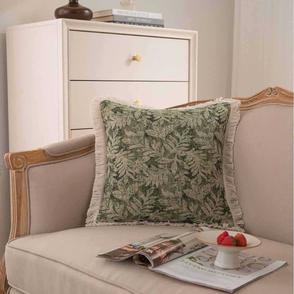 Living Room Sofa Pillow American Jacquard Fringed Double-Sided Thick Cushion American Jacquard Throw Pillow Contrasting Colors