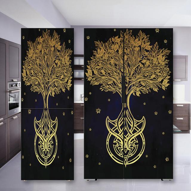 Наклейка на холодильник с кофе, дверная крышка, ПВХ, обои на холодильник, виниловая самоклеящаяся съемная наклейка на стену для замораживания, домашний декор