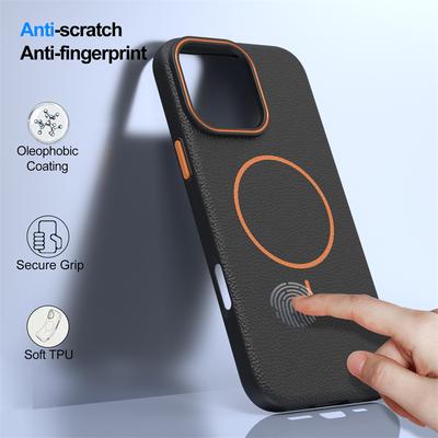 Чехол с текстурой «личи» для iPhone 17 16 13 12 11 Pro Max, задняя крышка для iPhone 17 Air 15 14 Pro Max 16 Plus, совместимый с MagSafe.