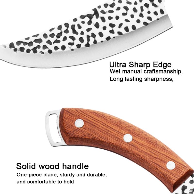Stainless Steel Kitchen Knife Meat Cutting BBQ Knife Handmade Forged Butcher Slicing Knife Cooking Chef Knife and Accessories