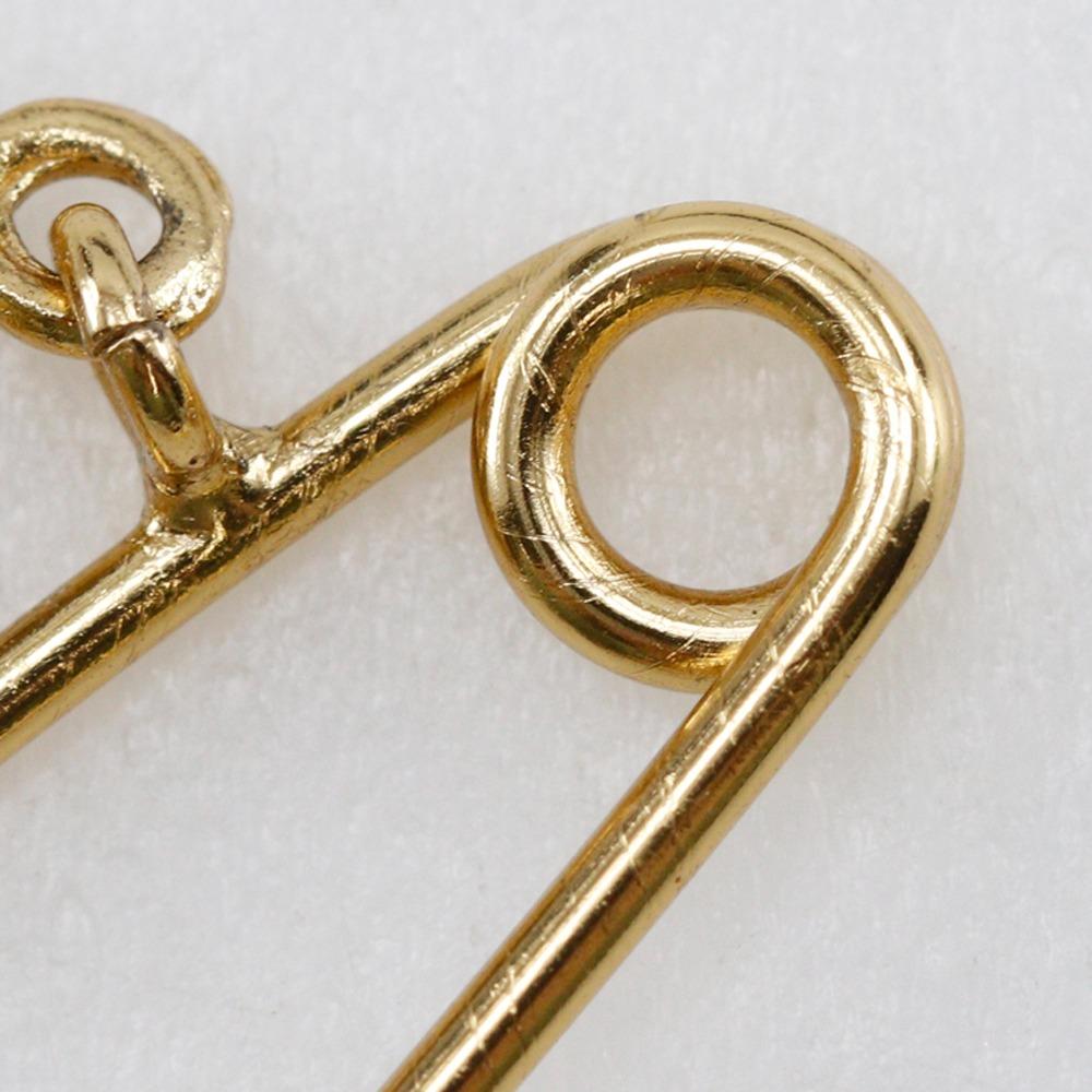 CHANEL Brooch Safety pin Plated Gold/Rhinestone 5.2g Women Used