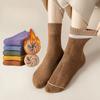 Женские осенне-зимние флисовые носки до середины икры однотонные, с утолщенными петлями, теплые махровые, влагоотводящие длинные носки до икры