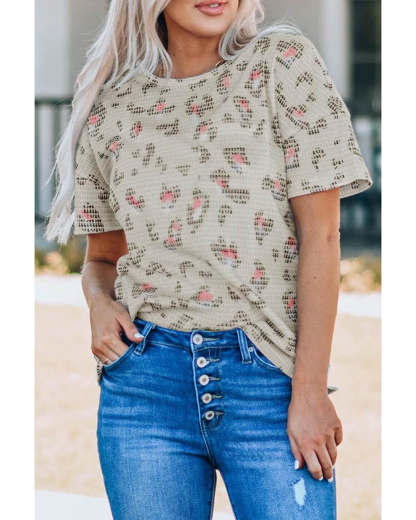 Azura Exchange Топ с короткими рукавами из вафельной вязки