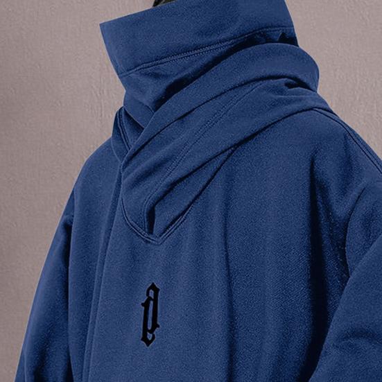 Мужская зимняя толстовка с капюшоном и высоким воротником, защита шеи, пуловер с капюшоном, длинные рукава