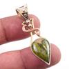 Natural Unakite Gemstone 925 Solid Sterling Silver Two Tone Pendant 1.75'' C6l56