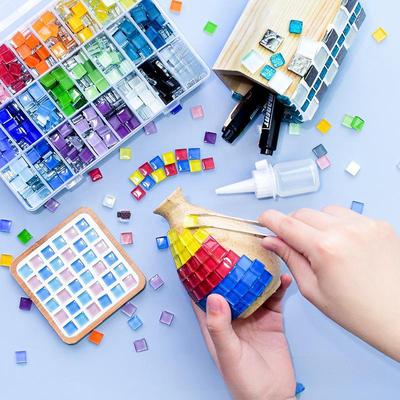 450 шт. 1 см цветной хрустальной стеклянной мозаичной плитки для творческого детского творчества
