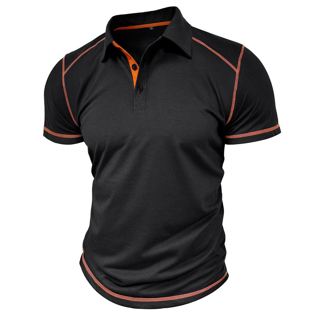 Мужская футболка-поло, хлопковая рубашка с короткими рукавами и цветными блоками, приталенные рубашки, пуловеры на пуговицах с отложным воротником, весна-лето, повседневная одежда