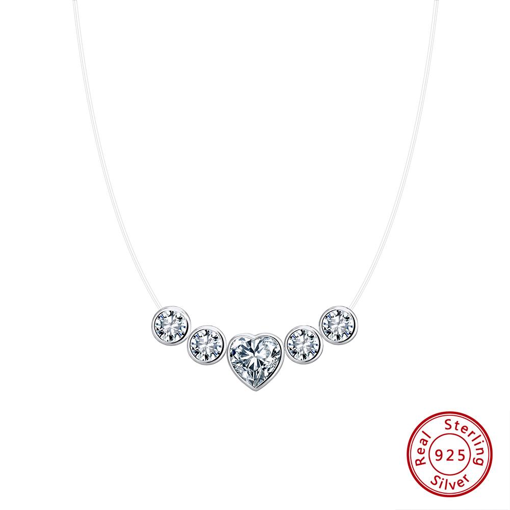 ORSA JEWELS Искрящееся Простое Серебряное Ожерелье 925 пробы на Леске с Кубическим Цирконием 8A для Женщин Блестящая Цепочка Украшение LZN30