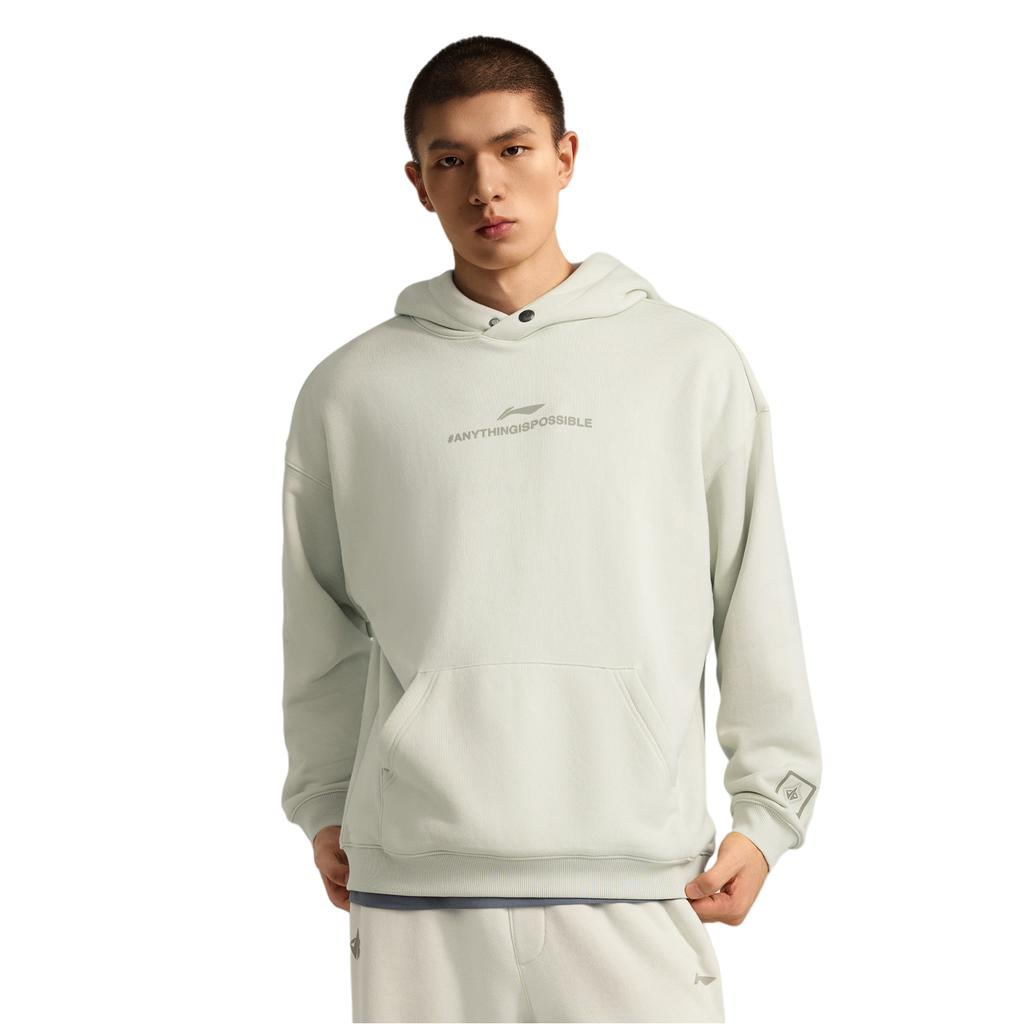 Li Ning Джимми Батлер Флис Теплый Спортивный Модный Универсальный Свободный Худи с Надписью Мягкий Теплый Повседневный Свитшот Мужской свитшот AWDVE43-4