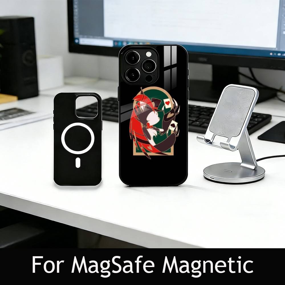 H-Hazbin H-Husk Phone Case For iPhone17,16,15,14,13,12,11 Plus,Pro Magnetic For Magsafe Wireless Charging