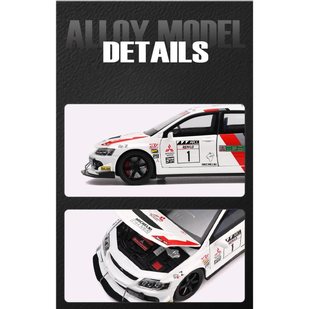 1/32 Mitsubishi Lancer Evolution EVO WRC Сплав Литой Модель Игрушечной Машинки Звук и Свет Детская Игрушка Коллекционные Предметы Подарок на День Рождения
