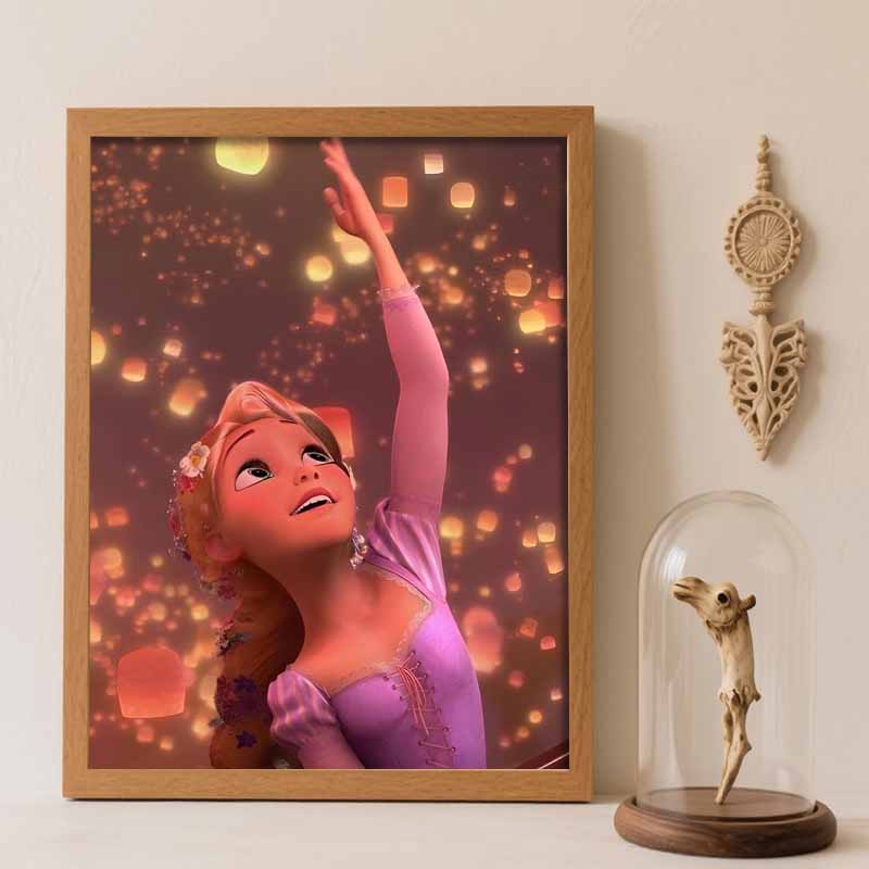 Disney Алмазная живопись 5D круглый бриллиант полный бриллиантов DIY ручной работы наклейки, картины для украшения дома, Фонарики Рапунцель