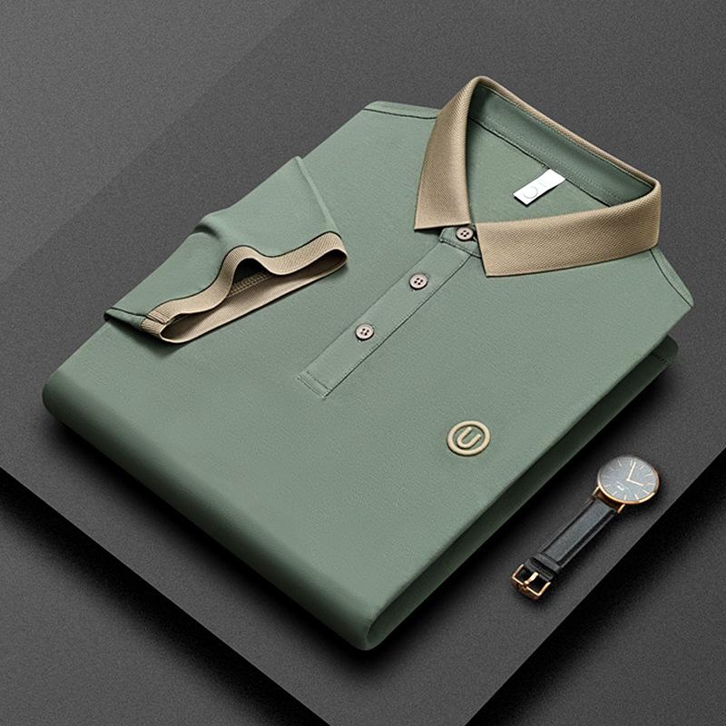 Футболка с коротким рукавом, мужская деловая повседневная рубашка поло с вышитыми буквами на лацканах, мужская футболка с коротким рукавом