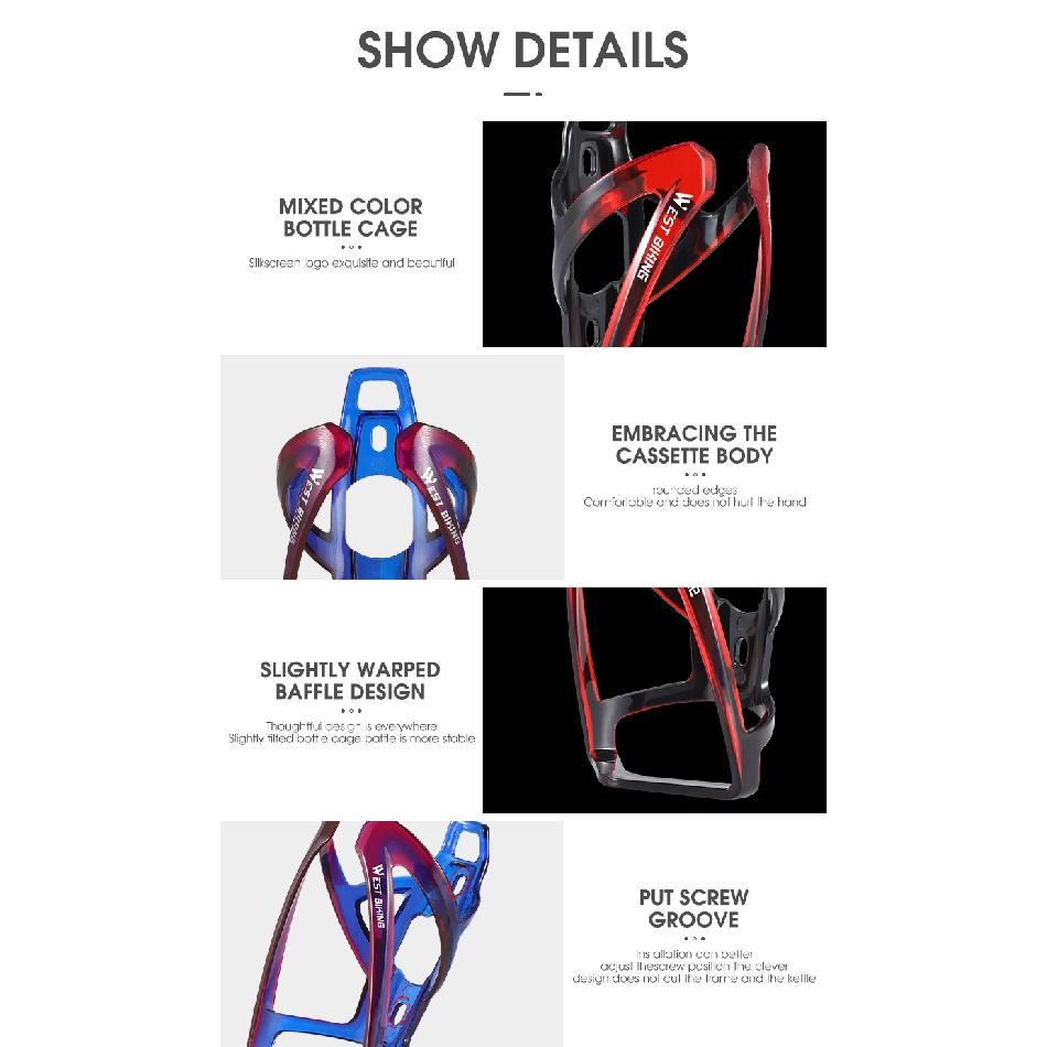 WEST BIKING 2pcs Bicycle Bottle Cage Multicolor Available Lightweight Cycling Water Bottle Holder MTB Road Bike Accessories Cup Holders 5