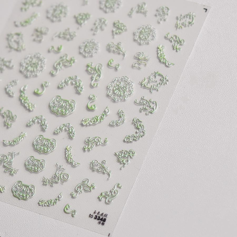 Наклейка для ногтей с рельефным узором «Нефрит» своими руками. Креативные декоративные наклейки.