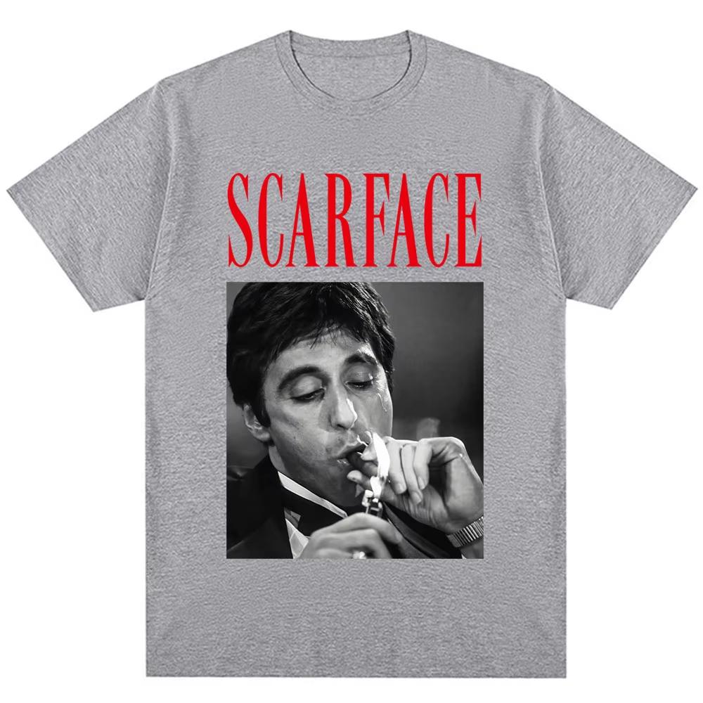 Movie Gangster Scarface Al Pacino Tshirts Unisexs Womens Plus Size Casual Short Sleeve Crew Neck Cotton Tee Unisex Fashion Tops