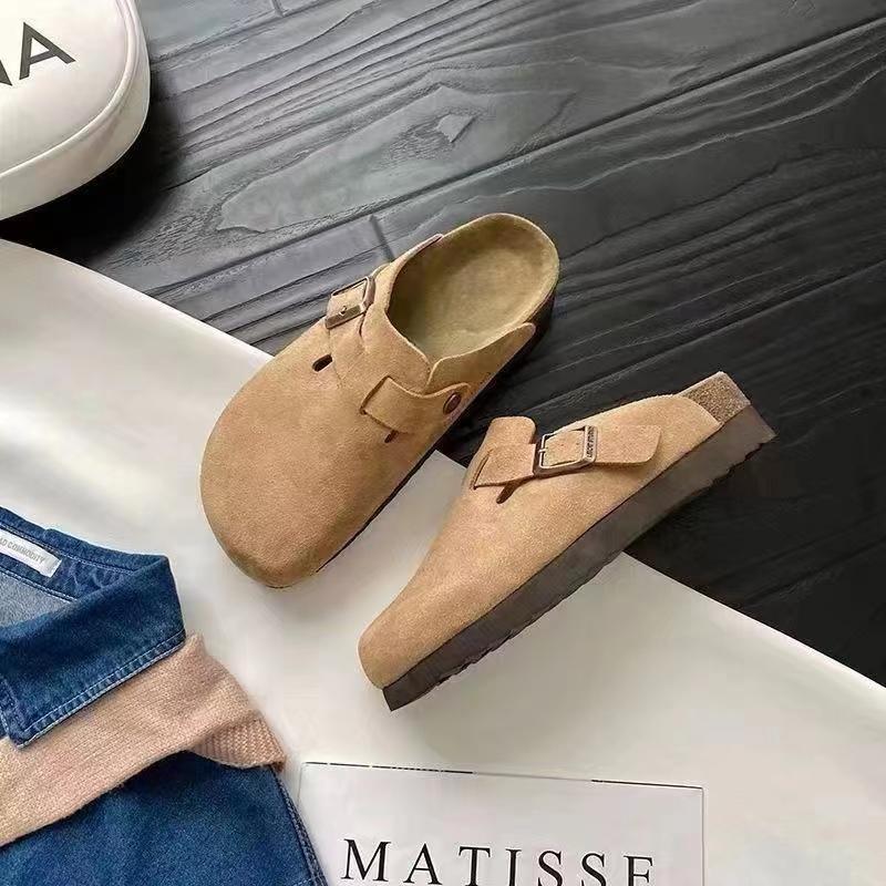 Роскошные кожаные сандалии летние женские мюли тапочки сабо тапочки классические пряжки пробковые шлепанцы тапочки женские тапочки 35-43