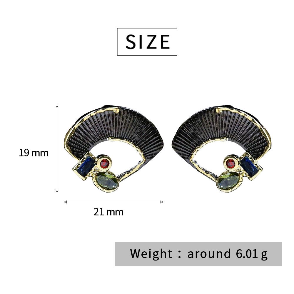 Креативный набор украшений из серебра 925 пробы для женщин, модные серьги и ожерелье в форме веера, украшения из черного золота, свадебный набор украшений для невесты и вечеринки