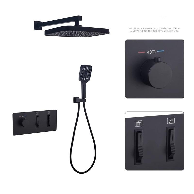 Термостатический смеситель для душа и ванны с отделкой под шлифованное золото, встраиваемый, серый, с функцией тропического душа