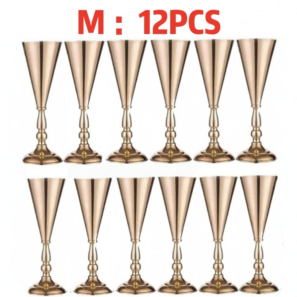 Gold Metal Trumpet Vase Stand Cone Flower Holder for Wedding Table Centerpiece, Party & Home Decor 3 Sizes Choose