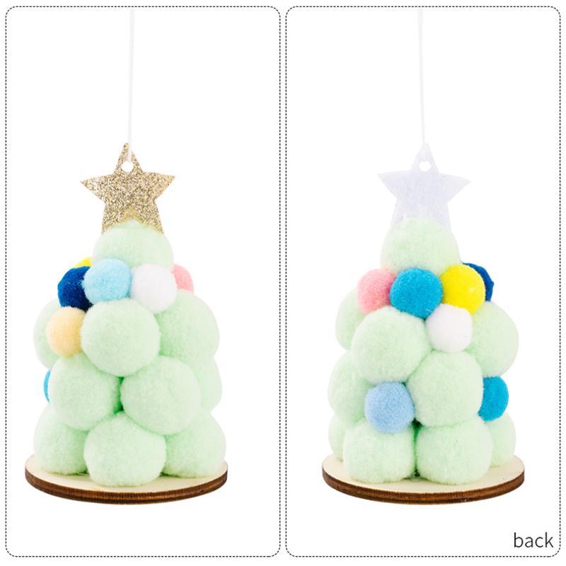 Christmas Tree Ornaments Lightweight Soft Fluffy Pom Poms with Gold Star Topper Ideal Xmas Gift for Family
