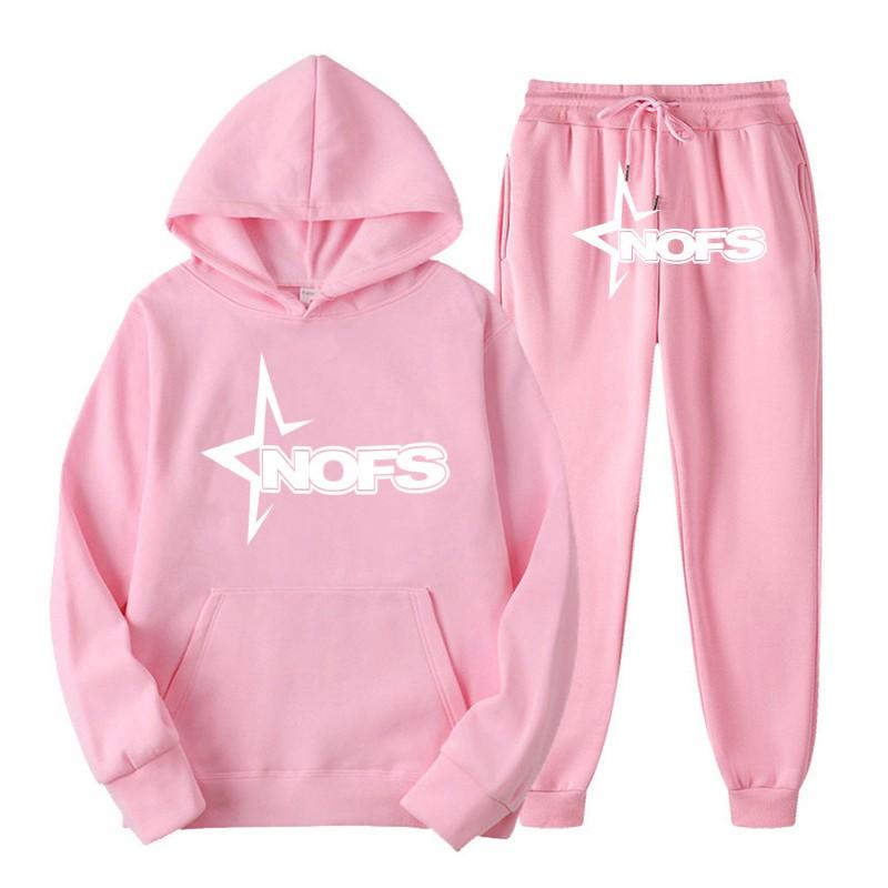 Unisex Streetwear Hoodie Jogger Set Casual Loose Fit Print Sweatshirt Pants Outfit