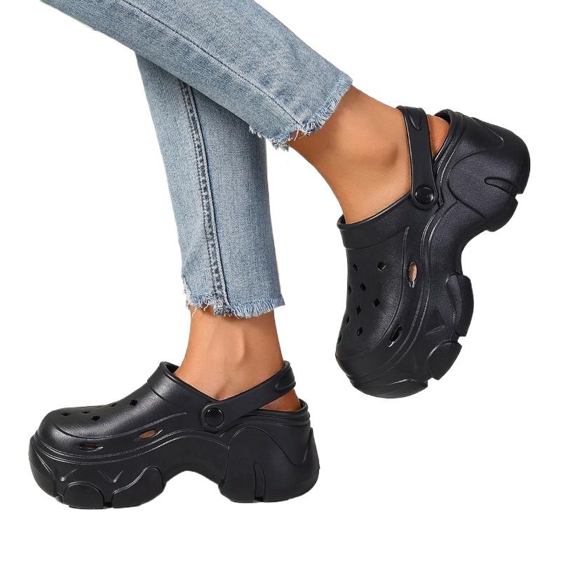 Модные сандалии на платформе с выемками, уличные туфли на толстой подошве для женщин, летние женские сандалии на платформе, повседневные пляжные тапочки