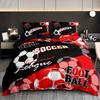 3 шт. Комплект постельного белья Черный Красный Принт с футбольным мячом Уютный Комплект с пододеяльником Размер King Queen Twin Single Подарок на день рождения Декор для спальни взрослого