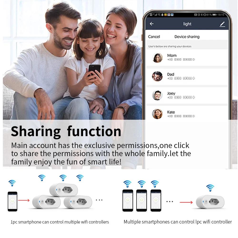 Tuya Smart WiFi Plug 16A brazil socket with power monitor, With Timing Voice Smart control outlet,Works with Google home alexa