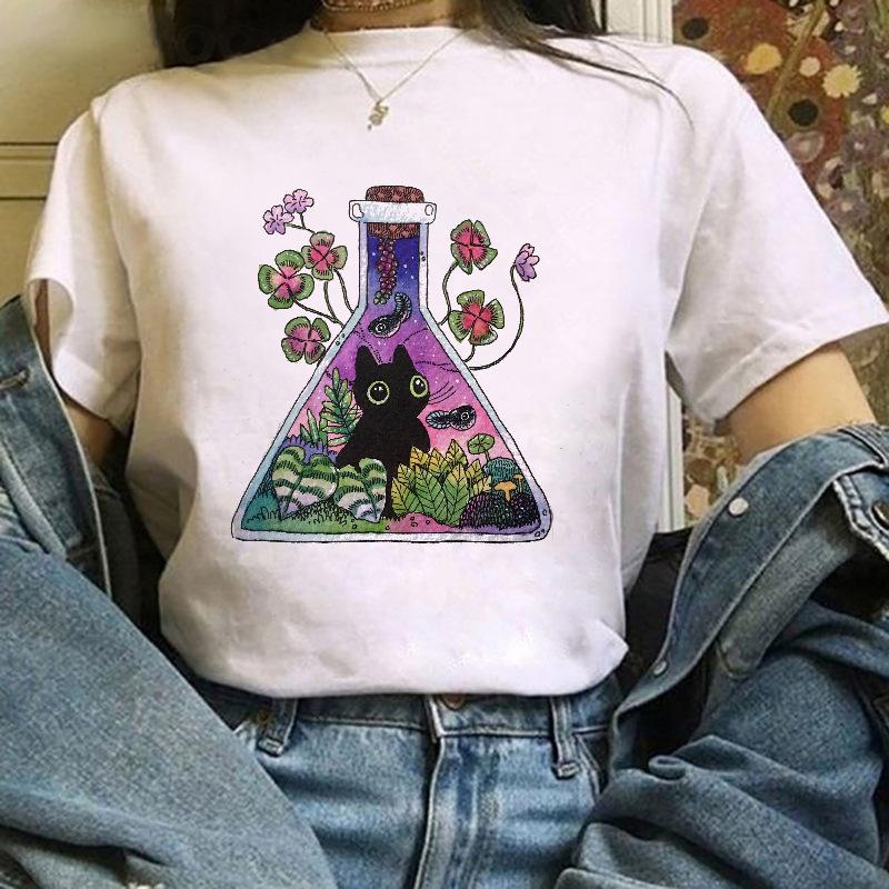 Summer T-shirts Kawaii Cat Funny Tshirt Cute Fashion harajuku graphic t shirts Fashionable polyester fabric
