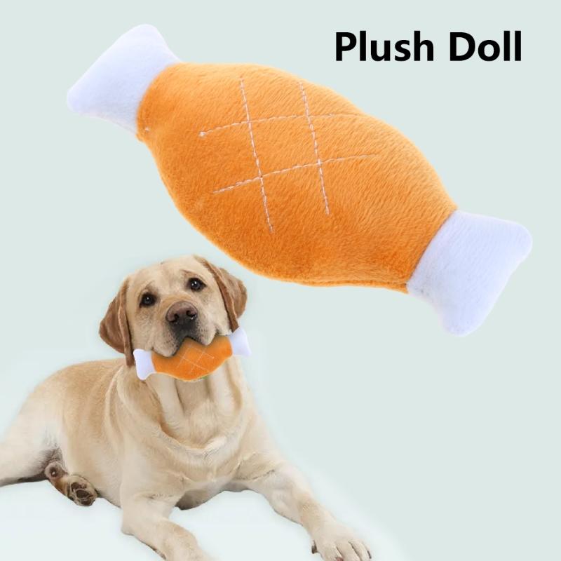 Игрушка для жевания для собак Игрушка-куриная ножка из плюша для собак Мягкая игрушка для щенков при прорезывании зубов Костяная игрушка для агрессивных грызунов Интерактивный подарок для щенка