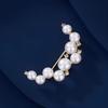 Moon Pearl Brooch, High-end Pearl Moon Corsage, Niche Design Sense Brooch, Elegant Suit Overcoat Accessory