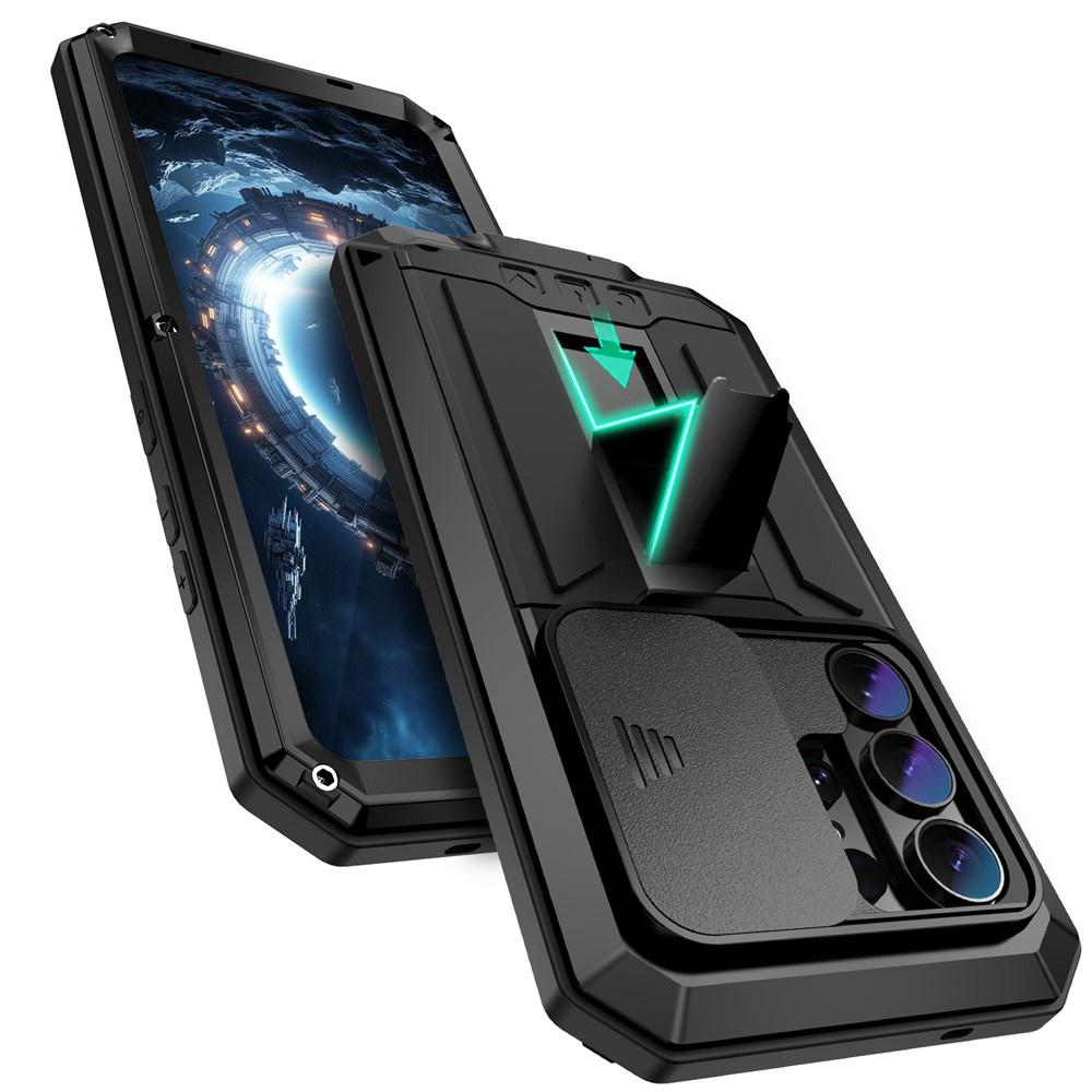 Armored case for Samsung Galaxy S26 Ultra, R-JUST, with camera shutter and stand, black