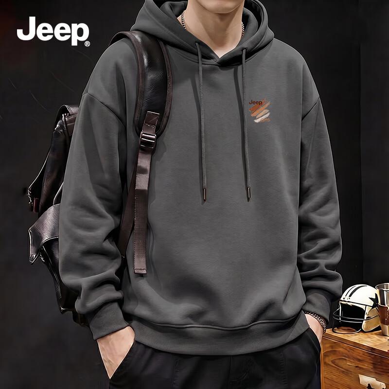 Jeep Мужская толстовка с капюшоном свободного кроя, тяжелая