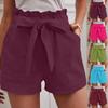 Women's Summer Fashion Solid Bow Wide Leg Pants With Pockets Shorts