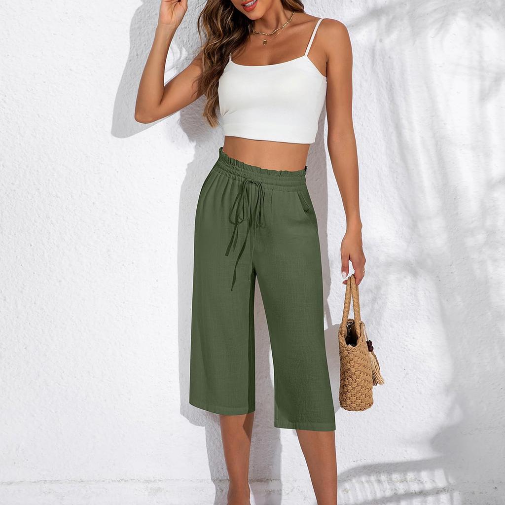 Womens Capris With Pockets Loose Fit Casual Pants Dressy Lightweight Ladies Baggy Cargo Pants For Hiking