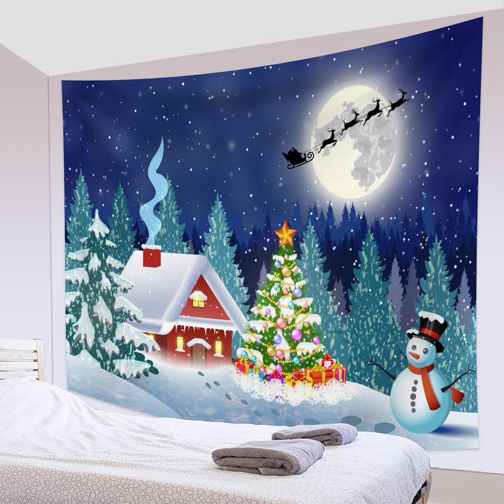 Party Living Room Bedroom Dorm Wall Decor Backdrop Fabric Christmas Fireplace Christmas Tree Printing Home Decor Tapestry
