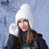 Winter Cold and Warm Gloves, Hat Two-piece Set, Women's Outdoor Plush Windproof Ear Protector, Knitted Wool Hat