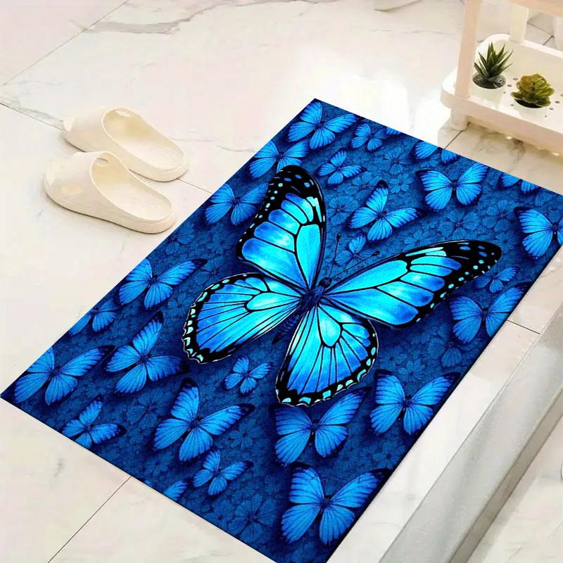 Dreamy Blue Butterfly Carpet Rug for Living Room Bedroom Home Sofa Decoration,Kids play Non-slip Floor Mat