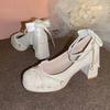 Французская платформа водонепроницаемый стол маленькие туфли Мэри Джейн одиночные женские новые свадебные туфли свадебные туфли подружки невесты высокие каблуки весна и осень