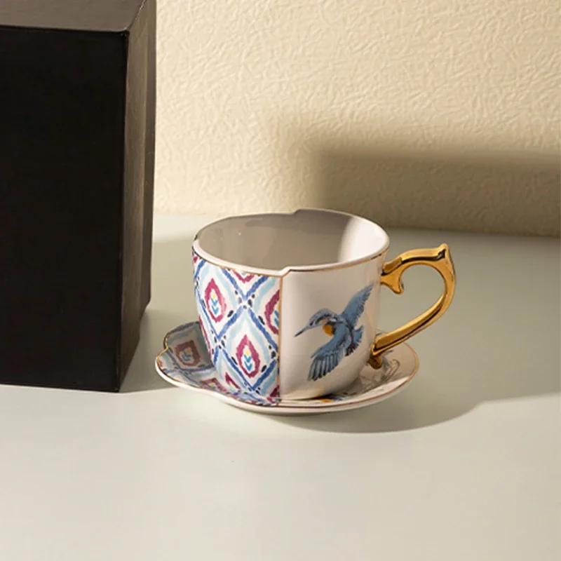 Ретро керамические кофейные чашки с золотым краем, легкая роскошная ресторанная кофейная чашка для послеобеденного чая, изысканная чайная чашка для вечеринки