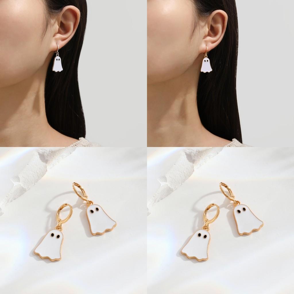 Cute And Playful Gold Ghost Earrings For Women Perfect For Halloween Festivities