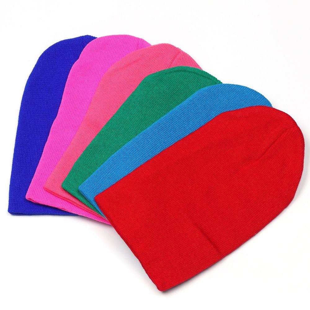 Осень-зима унисекс конфетного цвета повседневная хип-хоп шапка шапка вязаная шапка тюбетейка мягкая