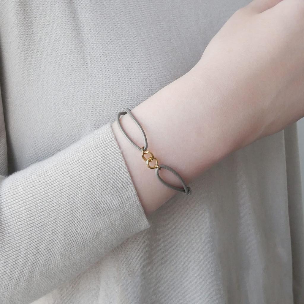 Bracelet Silver 925 Double Circle Cord Beige AS8B2310MSJ2 [Official] [Vendome Aoyama] [WEB Exclusive]