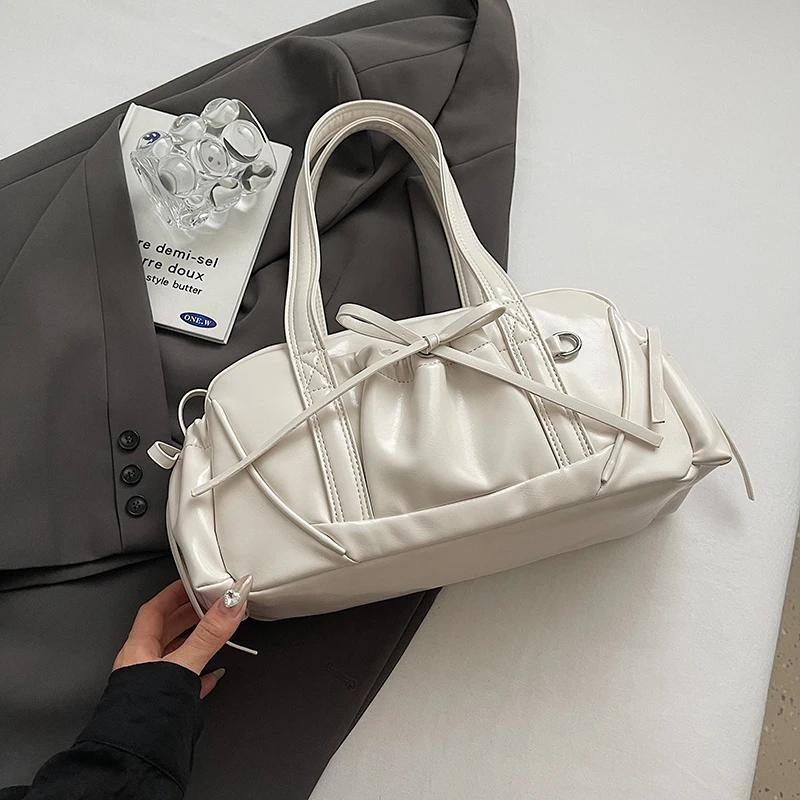 Сумки через плечо из искусственной кожи с бантом в стиле ретро для женщин 2024 года, новый тренд зимы 2020 года, модная сумка-тоут, женские сумки