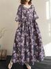 Short Sleeve Plus Size Cotton Vintage Floral New In Dresses for Women Casual Loose Long Summer Dress