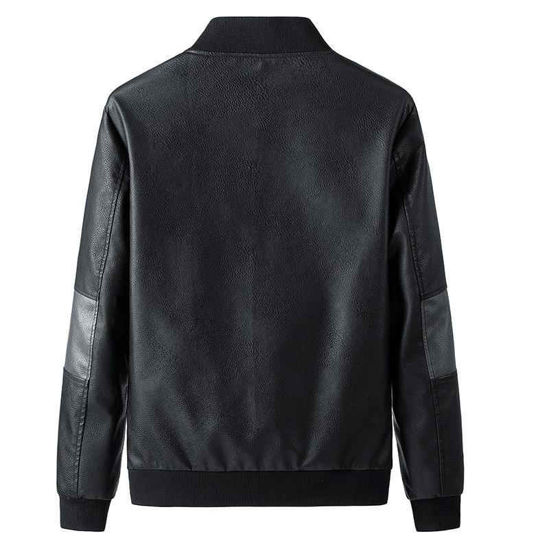 Men's Brand Leather Jacket Slim Motorcycle Jacket Wear-resistant PU Leather Jacket Fashion Trend Motorcycle Zip Jacket Casual Street Windbreaker